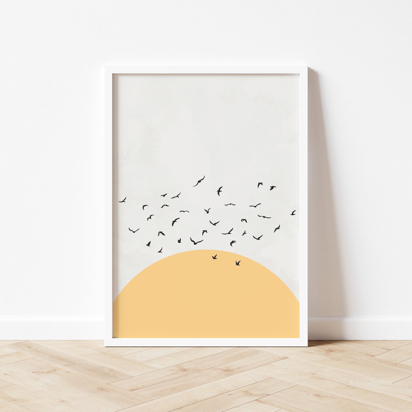 Wandbild Sonne und Vögel